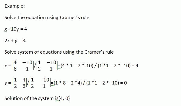 example using cramer's rule