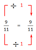 ratio of fraction 9 by 11 equal to 9 by 11