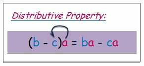 distributive property: (b - c) a = bc - ca